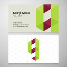 Modern letter G origami Business card template N2