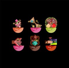 Set of abstract geometric shapes with options N186