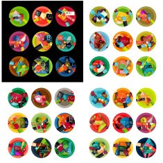 Flat design round labels option infographics N7