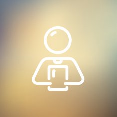 Man holding touch screen tablet thin line icon N3