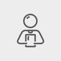 Man holding touch screen tablet thin line icon N4