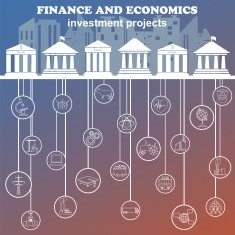Economics and finance infographic Investment projects Banks N29