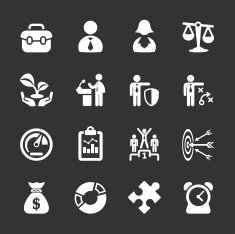 business icon set 2 white version vector eps10