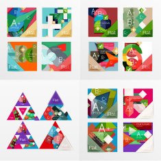 Flat design geometric info banners web boxes N28