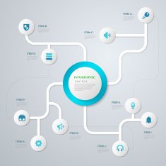 Infographic design white circles N2