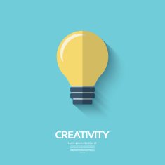 Light bulb creativity symbol in modern flat design with long N2