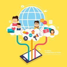 flat design concept with icons of global communication N2