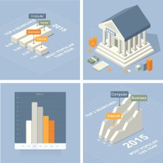 Isometric business vector set