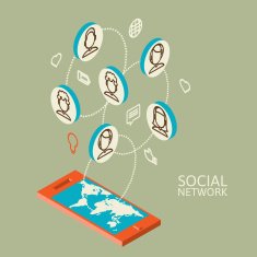 Conceptual image with social networks Flat isometric N6