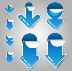 Set of Blue 3D Paper Cut Arrow Illustrations Clip-Art