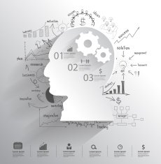 Vector human head with creative drawing business success N2
