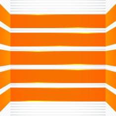 Orange banners on a gray background