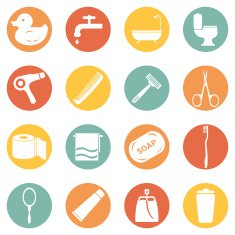 Vector Set of Bathroom and Hygiene Icons N10