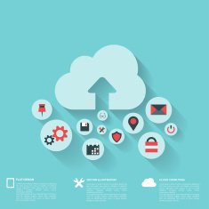Flat abstract background with web icons Interface symbols Cloud computing N45
