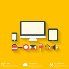 Flat abstract background with web icons Interface symbols Cloud computing N54