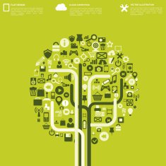 Flat abstract background with web icons Interface symbols Cloud computing N57