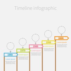 Arrow Flag on sticks Timeline Infographic dash circles text Flat