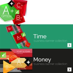 Flat design paper infographic banner set N235