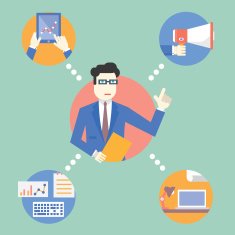 Businessman manage business resources