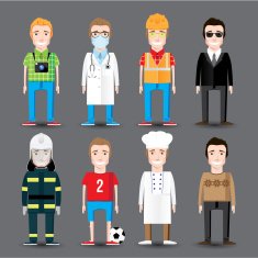 Set of 8 men's professions Vector flat design