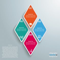 4 Colored Rhombus Pieces Infographic