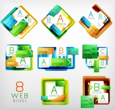 Set of vector square shaped web design boxes