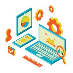 Isometric design modern concept of website analytics and SEO data N7