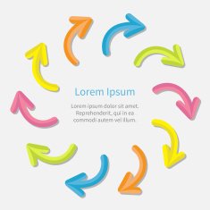 Colorful arow round frame Motion concept Flat design style