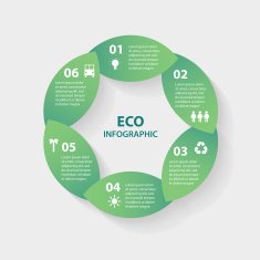 Vector green leaves circle round sign infographic Template for diagram