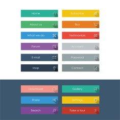 Set of flat design icons with long shadow in colorful