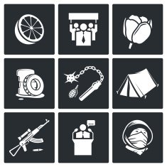 Color revolutions and coup Vector Icons Set