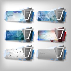 Big Infographic banners set origami styled vector N6