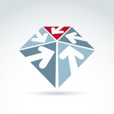 Vector abstract 3D icon with five arrow symbol