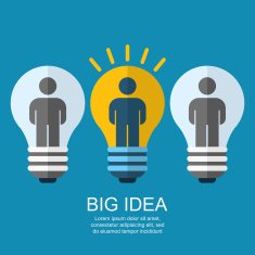 Creative light bulb with people Vector flat illustration N2