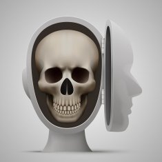 Skull inside the open head Vector illustration