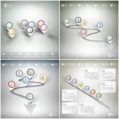 Timelines set and world map with pointer marks Infographics templates