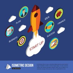 Business start up rocket space