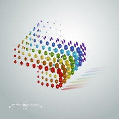 Abstract geometric cubic modern grunge vector rainbow concept
