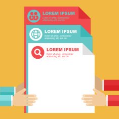 Document files in hands isolated background Flat vector illustration N3