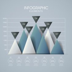3d line and triangle chart infographics