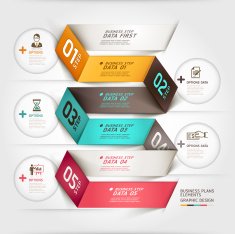 Modean business infographics origami style options banner