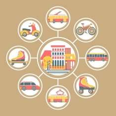 Set Flat Badges Urban Transport