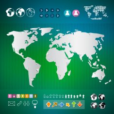 Vector World Map Illustration with Icons