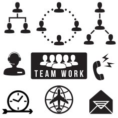 Business people and teamwork icons set vector format