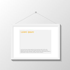 3D white picture frame on Gray Wall design vector N2