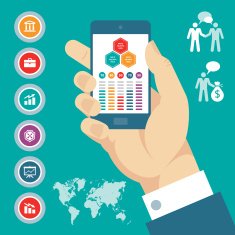 Infographic concept with mobile phone in hand