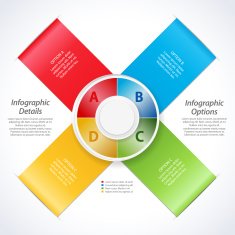 Infographic with ribbons and 3D dial