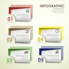 abstract colorful paper card infographic elements
