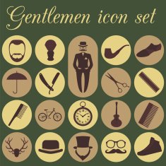 Set of vintage barber hairstyle and gentlemen icon N2