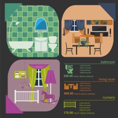 House remodeling infographic Set interior elements N15